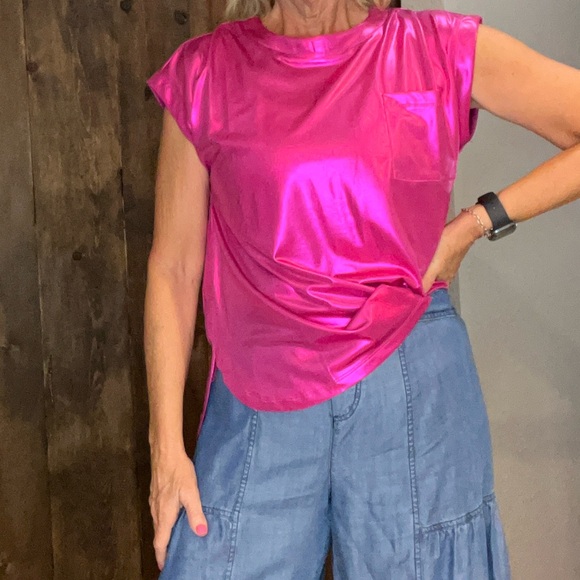 NWT 💖 Jodifl Shimmering Holiday Pink Women's Top - Picture 3 of 4